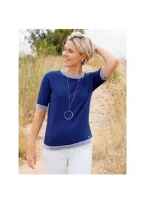 Kurzarmpullover Casual Looks "Kurzarm-Pullover", Damen, Gr. 54, royalblau, 100% Baumwolle, unifarben, Pullover
