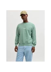 Jack & Jones Sweatshirt JACK & JONES "JJESOHO SWEAT CREW NECK NOOS", Herren, Gr. S, mineral blau, angeraute Sweatware, Obermaterial: 80% Baumwolle, 20% Polyester, bedruckt, unifarben, relaxed fit h&uuml;ftlang, Rundhals, Rippb&uuml;ndchen, Sweatshirts Sweatshirt, Baumwollmischung, relaxed fit