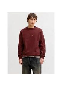Jack & Jones Sweatshirt JACK & JONES "JORNORREBRO EMB SWEAT CREW NOOS", Herren, Gr. L, cabernet, angeraute Sweatware, Obermaterial: 89% Baumwolle, 11% Polyester, bedruckt, relaxed fit normal, Rundhals, Rippb&uuml;ndchen, Sweatshirts Sweatshirt, mit Logo Print