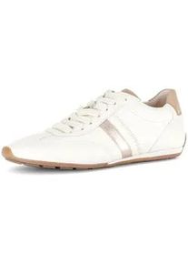 Sneaker Gabor, Damen, Gr. 39, ecru kombiniert, Glattleder, Schuhe Sneaker, Freizeitschuh, Halbschuh, Schn&uuml;rer, Kontrastbesatz