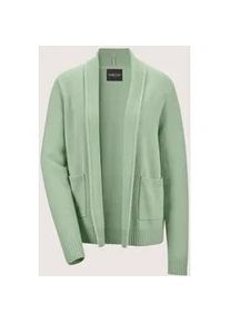 Madeleine Mode Strickjacke MADELEINE "Strickjacke Verk&uuml;rzte Schurwolljacke mit Stehkragen", Damen, Gr. 36/38, gr&uuml;n (eisgr&uuml;n), Obermaterial: 100% Schurwolle WV., Modern, normal, Strickjacken Strickjacke, verschlusslose Form