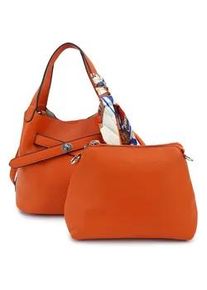 Schultertasche Harpa "MALU", Damen, Gr. B/H/T: 15cm x 22cm x 24,5cm, orange, Polyurethan (PU), unifarben, Taschen Schultertasche, mit dekorativem Schal