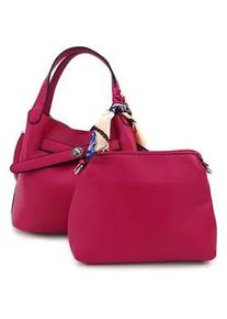 Schultertasche Harpa "MALU", Damen, Gr. B/H/T: 15cm x 22cm x 24,5cm, magenta, Polyurethan (PU), unifarben, Taschen Schultertasche, mit dekorativem Schal