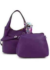 Schultertasche Harpa "MALU", Damen, Gr. B/H/T: 15cm x 22cm x 24,5cm, violett, Polyurethan (PU), unifarben, Taschen Schultertasche, mit dekorativem Schal