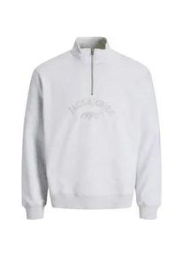 Jack & Jones Sweater JACK & JONES "JORBLEECKER BRANDING SWEAT HIGH NECK BF", Herren, Gr. S, hellwei&szlig; detail:jj melange, angeraute Sweatware, Obermaterial: 70% Baumwolle, 30% Polyester, meliert, relaxed fit, Rippb&uuml;ndchen, Sweatshirts Sweater