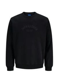 Jack & Jones Sweatshirt JACK & JONES "JORBLEECKER BRANDING SWEAT CREW BF", Herren, Gr. M, schwarz detail:jj, angeraute Sweatware, Obermaterial: 70% Baumwolle, 30% Polyester, bedruckt, relaxed fit, Rundhals, Rippb&uuml;ndchen, Sweatshirts Sweatshirt