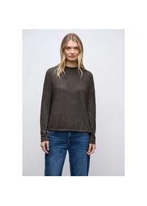 Langarmshirt Street One, Damen, Gr. 40, rustic braun meliert, Stoff, 80% Viskose, 15% Polyester, 5% Elasthan, unifarben, normal normal, Rundhals, abgesteppt, Shirts Langarmshirt, aus strecthigem Viskosematerial