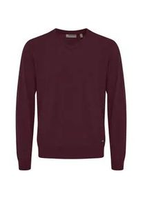 Strickfleece-Pullover Blend "Strickpullover BHBRUTON V-neck", Herren, Gr. S, rot (winetasting), Obermaterial: 100% Polyester PES., Pullover