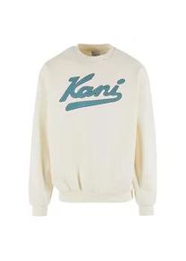 Rundhalspullover Karl Kani "Karl Kani Varsity Palm Os Crewneck", Herren, Gr. L, wei&szlig;, 65% Baumwolle, 35% Polyester, mehrfarbig, normal, Rundhals, Pullover Rundhalspullover