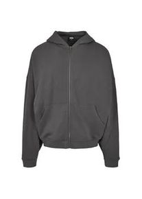 Rundhalspullover Urban Classics "Urban Classics Herren 90's Zip Hoody", Herren, Gr. L, schwarzshadow, 65% Baumwolle, 35% Polyester, unifarben, oversize, ohne Ausschnitt, Pullover Rundhalspullover