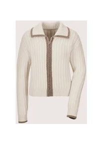 Madeleine Mode Strickjacke MADELEINE "Strickjacke Strickjacke mit Rei&szlig;verschluss", Damen, Gr. 40/42, wei&szlig; (wollwei&szlig;, taupe), Obermaterial: 90% Schurwolle WV. 10% Kaschmir WS., Modern, normal, Strickjacken Strickjacke