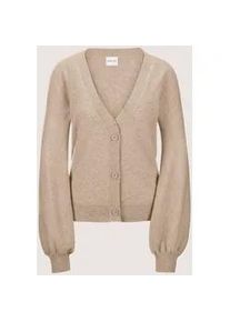 Madeleine Mode Strickjacke MADELEINE "Strickjacke Kaschmir-Cardigan mit Ballon&auml;rmeln", Damen, Gr. 48, beige (caramel), Obermaterial: 90% Schurwolle WV. 10% Kaschmir WS., Modern, normal, Strickjacken Strickjacke, Good-Cashmere-Qualit&auml;t