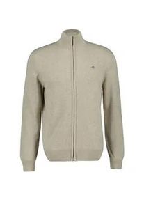 Sweatshirt Gant "Strickjacke CASUAL COTTON ZIP CARDIGAN", Herren, Gr. M, beige (beige melange), Obermaterial: 100% Baumwolle CO., Sweatshirts Sweatshirt