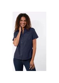 Hemdbluse Casual Looks, Damen, Gr. 50, marine, 50% Baumwolle, 50% Polyester, unifarben, Blusen Hemdbluse
