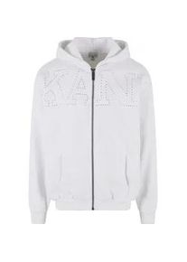 Kapuzenpullover Karl Kani "Karl Kani Herren KM234-014-1 KK Studded Retro OS Full Zip Hoodie", Herren, Gr. XL, wei&szlig;, 80% Baumwolle, 20% Polyester, unifarben, oversize, ohne Ausschnitt, Pullover Kapuzenpullover