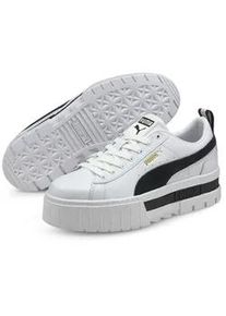 Sneaker Puma "Mayze Sneakers Damen", Damen, Gr. 42.5, schwarz-wei&szlig; (wei&szlig; schwarz), Obermaterial: Textil, Synthetik, Kuhleder; Futter: Textil, Synthetik; Innensohle: Textil; Laufsohle: TR (Thermoplastischer Gummi), Schuhe Sneaker