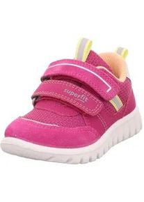 Sneaker Superfit "SPORT7 MINI WMS: mittel", Damen, Gr. 24, pink, orange, Lederimitat, Textil, Veloursleder, unifarben mit Farbeinsatz, Schuhe Sneaker, Klettschuh, in WMS: Weite mittel, Gr&ouml;&szlig;enschablone zum Download