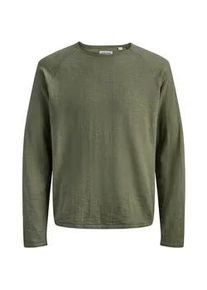 Jack & Jones Strickpullover JACK & JONES "JJBREEZE KNIT CREW NECK", Herren, Gr. XL, dusty olive, Strick, Obermaterial: 100% Baumwolle, unifarben, regular fit, Rundhals, Pullover Strickpullover