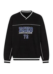 Sweater ECKO UNLTD. "Ecko Unltd. Ecko Unltd. Vintage Fit Pullover", Herren, Gr. L, schwarz, wei&szlig;, 100% Baumwolle, bedruckt, Sweatshirts Sweater