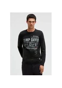 Rundhalspullover CAMP DAVID, Herren, Gr. S, schwarz, Strick, Material: 100% Baumwolle, bedruckt, regular fit normal, Rundhals, eingesetzt Rippb&uuml;ndchen, Pullover Rundhalspullover, aus Baumwolle