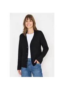 Cardigan Cecil, Damen, Gr. S (38), schwarz melange, Web, 37% Baumwolle, 34% Polyacryl, 26% Polyester, 3% Elasthan, unifarben, comfort fit normal, V-Ausschnitt, B&uuml;ndchen, Strickjacken, mit Knopfleiste