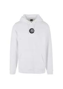 Mister Tee Kapuzenpullover MISTERTEE "MisterTee Herren NY Patch Hoody", Herren, Gr. L, wei&szlig;, 100% Baumwolle, mehrfarbig, normal, ohne Ausschnitt, Pullover Kapuzenpullover
