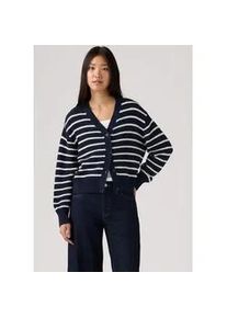 Levi's Cardigan LEVI'S "SNOWFLAKE CARDIGAN", Damen, Gr. XS (34), susanne stripe navy blazer novelty stitch, Strick, Obermaterial: 100% Baumwolle, gestreift, l&auml;ssig geschnitten h&uuml;ftlang, V-Ausschnitt, B&uuml;ndchen, Strickjacken, gestreift, mit Knopfleiste