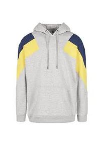 Rundhalspullover Urban Classics "Urban Classics Herren Oversize 3-Tone Hoody", Herren, Gr. M, grau, honey, dunkelblau, 63% Baumwolle, 37% Polyester, mehrfarbig, oversize, ohne Ausschnitt, Pullover Rundhalspullover