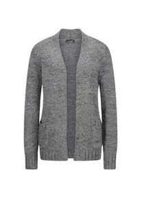 Strickjacke GOLDNER "Kurzgr&ouml;&szlig;e Langarm Melange-Cardigan, flauschig", Damen, Gr. 23, grau (grau, gemustert), Obermaterial: 100% Polyacryl PAN., Modisch, Strickjacken Strickjacke, Melange-Optik