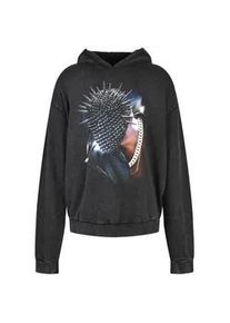 Kapuzenpullover "Upscale by Mister Tee Thorned Mask Oversize Hoody", Herren, Gr. XL, schwarz acid washed, 65% Baumwolle, 35% Polyester, UPSCALE BY Mister Tee, unifarben, oversize, Rundhals, Pullover Kapuzenpullover