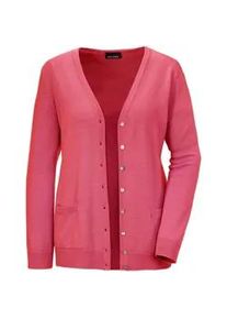 Strickjacke GOLDNER "Uni Merino-Cardigan Langarm", Damen, Gr. 50, pink, Obermaterial: 100% Schurwolle WV., Basic, Rippe, Strickjacken Strickjacke, Reine Merinowolle