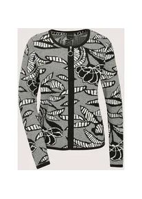 Madeleine Mode Strickjacke MADELEINE "Strickblazer Elegante Jacke im Jacquard-Feinstrick, Musterung", Damen, Gr. 48, schwarz (schwarz, wei&szlig;), Obermaterial: 50% Baumwolle CO. 50% Polyacryl PAN., Modern, gerade, Strickjacken Strickjacke, Jaquard-Print