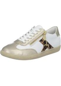 Sneaker Rieker, Damen, Gr. 42, wei&szlig;, goldfarben, leo, Lederimitat, kontrastfarbene Details, metallic, Schuhe Sneaker, Halbschuh, Freizeitschuh, Schn&uuml;rschuh mit Rei&szlig;verschluss