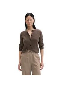 Marc O'Polo Cardigan MARC O'POLO "aus Boucl&eacute;-Garn", Damen, Gr. L, chalky braun, Obermaterial: 78% Baumwolle, 22% Polyamid, unifarben, regular fit, Rundhals, Strickjacken