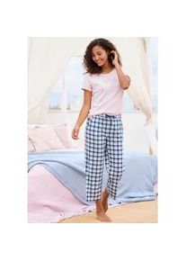 Pyjamaoberteil s.Oliver, Damen, Gr. 32/34, rosa, Single Jersey, Obermaterial: 50% Baumwolle, 50% Viskose, bedruckt, Basic, Basic h&uuml;ftlang, Rundhals, eingesetzt, Shirts, mit Frontdruck