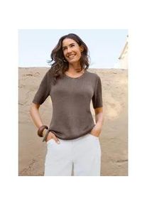 Kurzarmpullover Inspirationen "Kurzarm-Pullover", Damen, Gr. 38, taupe, 100% Polyacryl, unifarben, Pullover