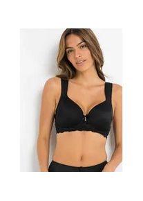 Schalen-BH bonprix "Schalen-BH mit gepolsterten Tr&auml;gern", Damen, Gr. 95, Cup D, schwarz, Obermaterial: 80% Polyamid, 20% Elasthan. Futter: 100% Polyester. Spitze: 90% Polyamid, 10% Elasthan, BHs Schalen-BH, mit gepolsterten Tr&auml;gern, mit wattierten Cups, mit feiner Spitze