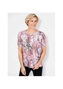 Classic Dog Rundhalsshirt CLASSIC "Shirt", Damen, Gr. 50, orange (koralle, graphit, bedruckt), 92% Polyester, 8% Elasthan, gebl&uuml;mt, gemustert, mehrfarbig, Rundhals, Shirts Rundhalsshirt