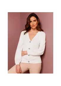 Cardigan CREATION L PREMIUM, Damen, Gr. 38, beige (ecru), 50% Lyocell, 30% Baumwolle, 20% Viskose, unifarben, Strickjacken