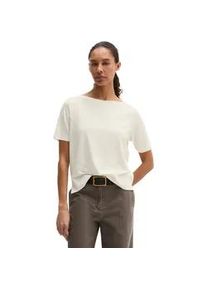 Marc O'Polo T-Shirt MARC O'POLO "aus TENCELTM Lyocell-Baumwolle-Mix", Damen, Gr. S, wei&szlig; cotton, Obermaterial: 67% Lyocell, 33% Baumwolle, unifarben, Basic, loose fit, U-Boot-Ausschnitt, Rippb&uuml;ndchen, Shirts T-Shirt