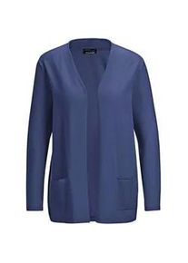 Strickjacke GOLDNER "Cardigan in langer offener Form", Damen, Gr. 40, blau (marine), Obermaterial: 100% Kaschmir WS., figurumspielend, Rippe, Pullover Strickjacke, Aufwendig in Form gestrickt