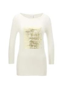 Madeleine Mode 3/4-Arm-Shirt MADELEINE "Shirt Bedrucktes Jersey-Shirt mit 3/4-&Auml;rmeln", Damen, Gr. 44, silber (avocado, silberfarben), Obermaterial: 95% Viskose CV. 5% Elasthan EL., Modern, normal, Shirts 3/4-Arm-Shirt