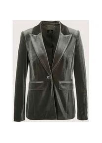 Madeleine Mode Jackenblazer MADELEINE "Samtblazer Eleganter Samtblazer mit breitem Revers", Damen, Gr. 38, grau (bleigrau), Obermaterial: 95% Polyester PES. 5% Elasthan EL., Modern, Blazer, Samt