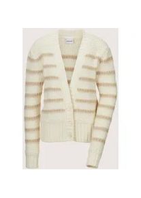 Madeleine Mode Strickjacke MADELEINE "Strickjacke Strickjacke in farbharmonischen Streifen", Damen, Gr. 36/38, wei&szlig; (wollwei&szlig;, berber, melange), Obermaterial: 48% Wolle WO. 38% Polyacryl PAN. 10% Alpaka WP. 4% Polyamid PA., Modern, normal, Strickjacken Strickjacke