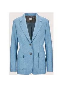 Madeleine Mode Longblazer MADELEINE "Wollblazer Eleganter Businessblazer mit Reverskragen", Damen, Gr. 38, blau (stahlgrau, rauchblau), Obermaterial: 53% Wolle WO. 34% Polyester PES. 12% Polyamid PA. 1% Elasthan EL., Modern, normal, Blazer Longblazer