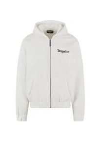 Sweatjacke DROPSIZE "Dropsize Herren Super Heavy Oversize Blank Zip Hoodie", Damen, Gr. XXL, washedwei&szlig;, 70% Baumwolle, 30% Polyester, Sweatjacken Sweatjacke