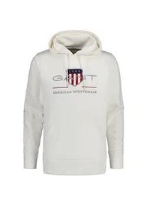 Sweatshirt Gant "Sweatshirt REGULAR ARCHIVE SHIELD HOODIE", Herren, Gr. S, wei&szlig; (ecru), Obermaterial: 78% Baumwolle CO. 22% Polyester PES., Sweatshirts Sweatshirt