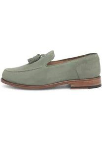 Loafer Henry Stevens "Haywood TL Businessschuh", Herren, Gr. 41,5, gr&uuml;n (oliv), Kalbsvelours, Schuhe Loafer, Herren Halbschuhe Leder handgefertigt, Anzugschuhe Slipper