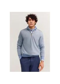 Troyer Bugatti "Zeitlos", Herren, Gr. L, 320, hellblau, Sweatware, 65% Baumwolle, 30% Polyester, 5% Elasthan, unifarben, normal, Pullover Troyer, im Materialmix Modern Fit