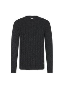 !Solid Strickfleece-Pullover SOLID "Strickpullover SDRICCO", Herren, Gr. M, grau (dunkelgrau melange), Obermaterial: 70% Baumwolle CO recyc.. 30% Polyester Pol. recyc.., Pullover